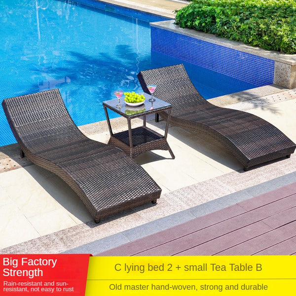 swimming pool lounge chair, rattan beach lounge chair  617