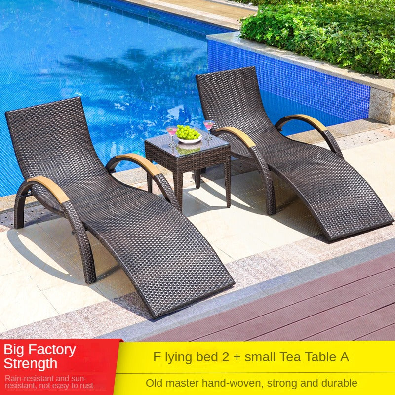 swimming pool lounge chair, rattan beach lounge chair  617