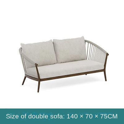 Courtyard sofa, outdoor rattan weaving, teak sofa 735