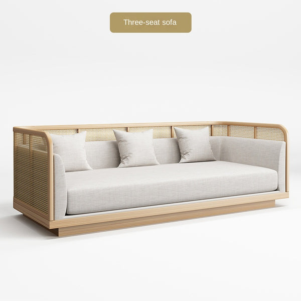 Outdoor sofa, solid wood rattan sofa 638