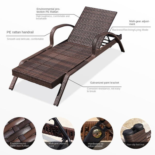 swimming pool lounge chair, rattan beach lounge chair  617