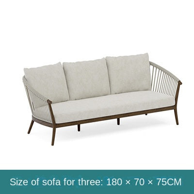 Courtyard sofa, outdoor rattan weaving, teak sofa 735