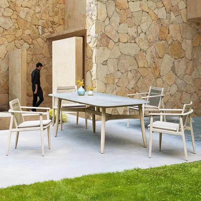 Outdoor teak tables and chairs, rattan furniture 724