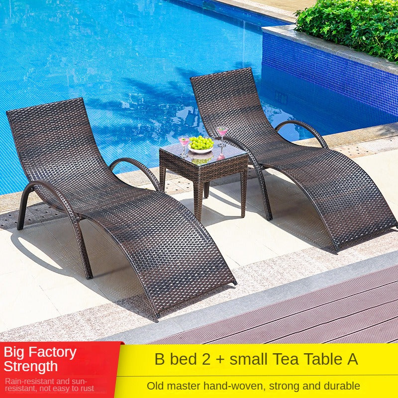 swimming pool lounge chair, rattan beach lounge chair  617