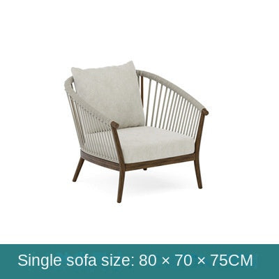 Courtyard sofa, outdoor rattan weaving, teak sofa 735