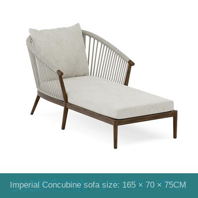 Courtyard sofa, outdoor rattan weaving, teak sofa 735