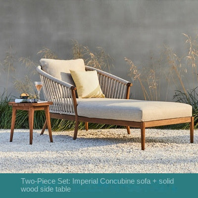 Courtyard sofa, outdoor rattan weaving, teak sofa 735