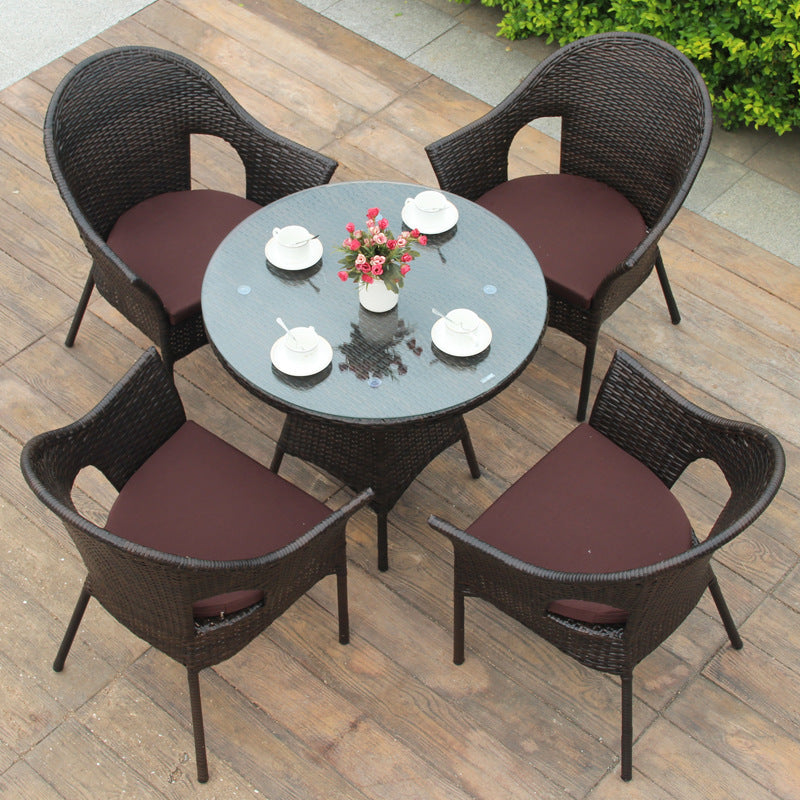 Outdoor rattan chair , rattan woven table and chair leisure 672