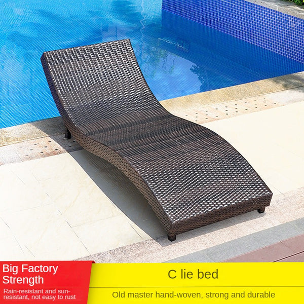 swimming pool lounge chair, rattan beach lounge chair  617